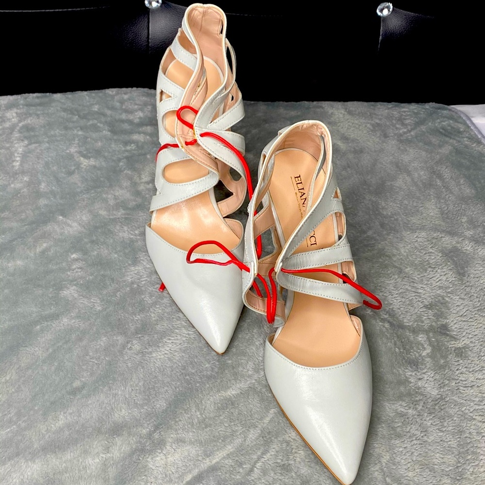 Pale Grey with Red String Heels
